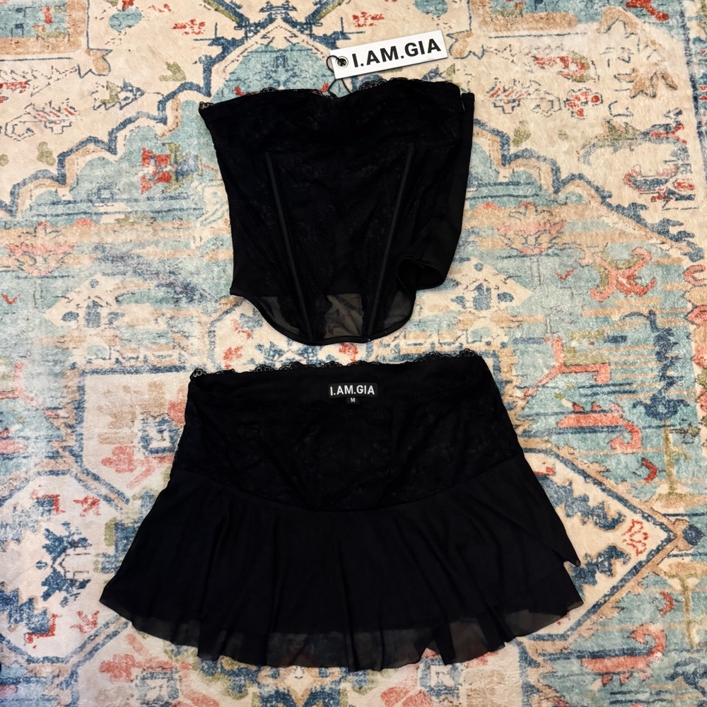 I.AM.GIA Black Corset and Skirt Set